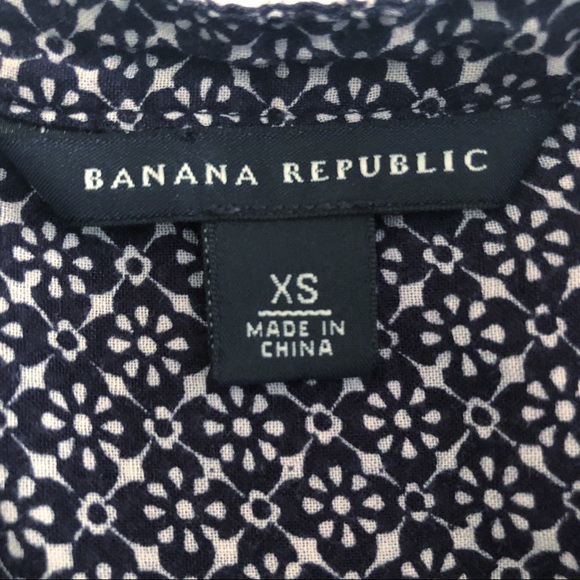 Banana Republic Blue/White SL Button Front Blouse - Picture 5 of 6